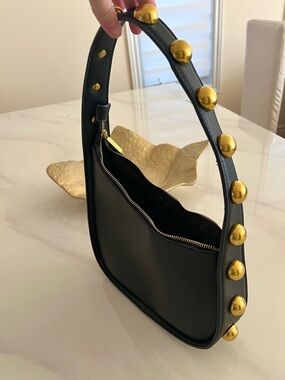 BCBG Black Shoulder Bag with Gold Stud Accents